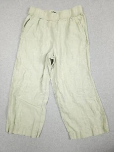 Tahari Hose Damen Gr. Large L Leinen Stretch grün Gummibund Crop Pants - Bild 1 von 9