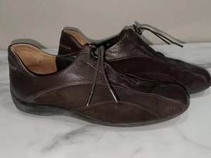Paul Green Munchen Brown Leather & Suede Oxford Toggle Closure Women's Shoes 8.5 - Picture 1 of 8