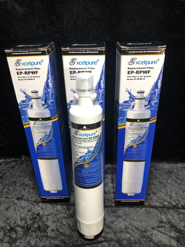 Excelpure Refrigerator Water Filter EP  RPWF  Fits GE RPWF New Set Of 3 Sealed - Image 1 of 1
