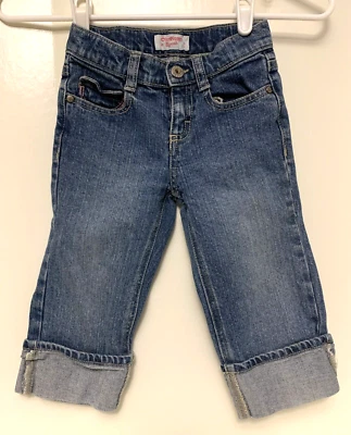 Pantalones de mezclilla OshKosh B'gosh vintage para niñas talla 6 puños anchos largo capri azul Foto 1 de 4