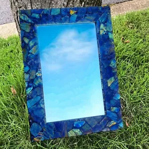 Natural 14x11" Labradorite Rectangle shape Mirror Gemstone Mirror For Home Decor - Picture 1 of 5