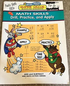 Math Skills Add Subtract Practice Grade 1 - 2 Blackline Workbook Homework - Picture 1 of 5