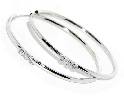 orecchini argento 925 cerchi 45mm trilogy zirconi naturali blu rosa verde bianco - Immagine 1 di 3