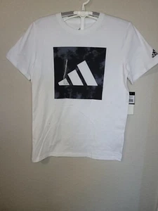 NWT Adidas Amplifier Boys Large 14/16 White Short Sleeve Shirt AA7635 L166 - Picture 1 of 9