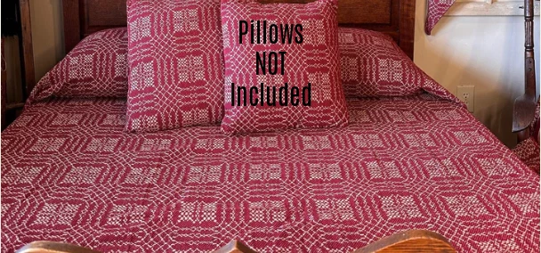 New Primitive NANTUCKET RED COVERLET Woven Bedspread Cover QUEEN - Image 1 of 1