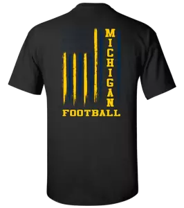 Michigan Football USA Flag Unisex Short Sleeve T-shirt-Black-Medium - Picture 1 of 7