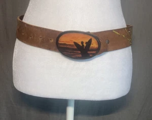 PACIFICA VALSURF Vintage Belt Buckle Leather Belt Pacifica Mfg LA, CA USA SURF - Picture 1 of 24