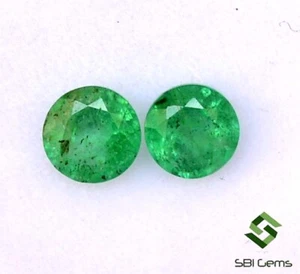 Coppia pietre preziose sfuse sfaccettate 4,25 mm taglio tondo smeraldo naturale certificato 0,62 CTS - Foto 1 di 6