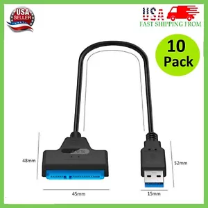 10 x USB 3.0 to 2.5"SATA III Hard Drive Adapter UASP SATA USB3.0 Cable Converter - Picture 1 of 13