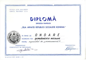 Romania, 1988, Romanian Numismatic Society Diploma - Central Army House - Picture 1 of 1