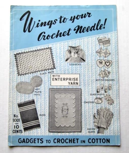 Vtg 40s "Wings to your Crochet Needle" Gadgets Pattern Book 9301 Enterprise Yarn - Picture 1 of 2