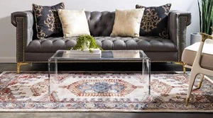 Unique Loom Utopia Collection Area Rug - Larissa (8'x 10' Rectangle, Cream/ Blue - Picture 1 of 10