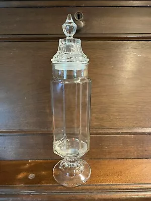 Vintage Or Antique USA Glass Apothecary Candy Jar Store Lid Finial Display ~14in • 47.22$