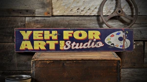 Custom Art Studio Painter Sign - Rustic Hand Made Distressed Wooden - Picture 1 of 3