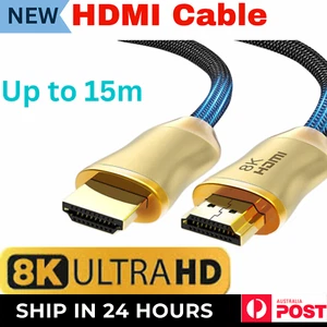 HDMI Cable 15M 10M 5M 3M 2M 1M 8K Ultra HD Cord for HD TV XBOX PS5/4 Switch - Picture 1 of 28