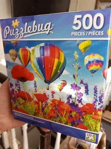 Puzzlebug 500 Piezas Puzzle Globos de Aire Caliente Sobre Campo de Amapola 6.5"x6" Nuevo - Imagen 1 de 5