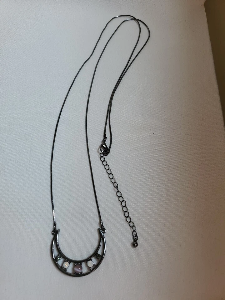 Collar Cuarto Luna Tungsteno Media Luna Celestial Largo 32" Cierre Langosta Foto 1 de 1