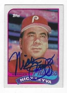 Autographed NICK LEYVA Philadelphia Phillies 1989 Topps Card #74 - w/COA - Picture 1 of 1