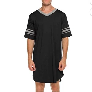 Jamlynbo Men's Short Sleeve Nightwear Comfy Big Tall Pajama Shirts Soft Loose - Picture 1 of 3