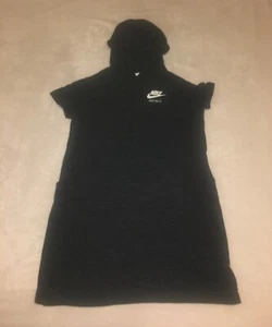 Nike Girl's Hooded Organic 14/16 XL Athletic Dress With Front Pocket Black - Picture 1 of 8