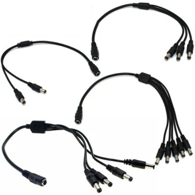 DC 1 Female to 2/3/4/5/6/8 Male Power Splitter Cable Cord for CCTV Camera System - Image 1 of 4