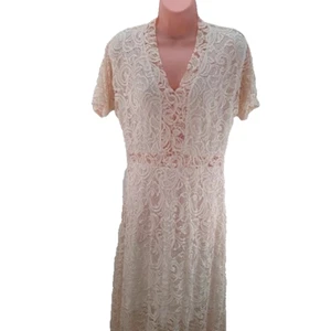 Hotsquash V-neck Lace Maxi Dress, Size UK 12, Cream, RRP £179 (XU0015) - Picture 1 of 15