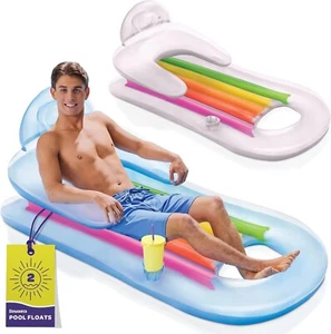 Pool Schwimmer [2er Set] Aufblasbare Lounge mit Kopfstütze & Getränkehalter Aufblasbar - Bild 1 von 6