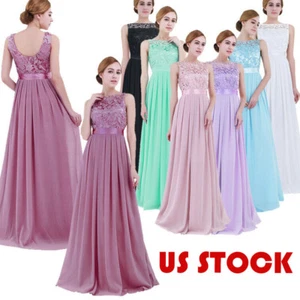 Women's Lace Chiffon Long Dress Bridesmaid Evening Prom Gown Cocktail Dresses - Bild 1 von 4