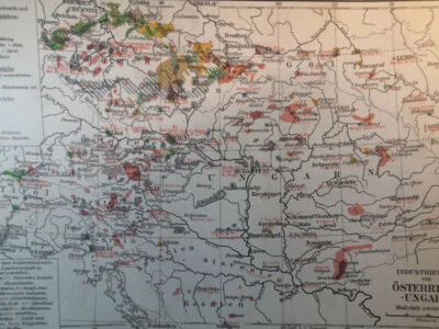 1905 Império Austro Húngaro Industrial Vintage Mapa Hasburg ORIGEM 11,5 x 9" C21-7 - Imagem 1 de 3
