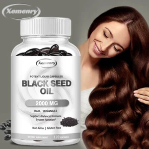 Olio di semi neri 2000 mg - 100% puro cumino spremuto a freddo Nigella Sativa - salute dei capelli - Foto 1 di 11
