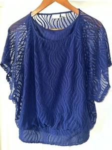Chicos royalblau Dolmanärmel Top Gr. 1 Medium transparent mit Camisole - Bild 1 von 9