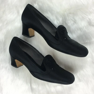 Zapatos de tacón bloque de lujo negros Qualicraft vintage talla 7 Foto 1 de 4