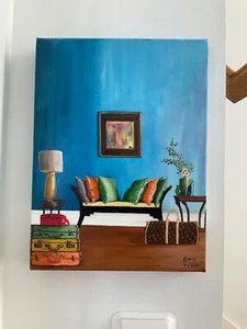 Oil painting, Interior scene, From Suitcase Collection by Simone Bracey - Picture 1 of 5