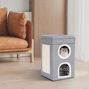 Plegable Lindo Moderno Gato Condominio Gato Casa Gris Interior Gatos Cama Para Hogar Tienda de Mascotas - Imagen 1 de 23