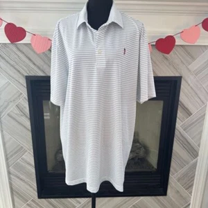 Greg Norman White Striped Performance Golf Polo Shirt XL Lighthouse - Picture 1 of 2