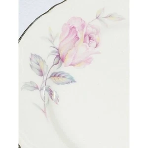 Homer Laughlin Plates Made In USA J30N6 Pink Roses Grey Leaves Stems 6.25" 2 Vtg - Picture 1 of 6