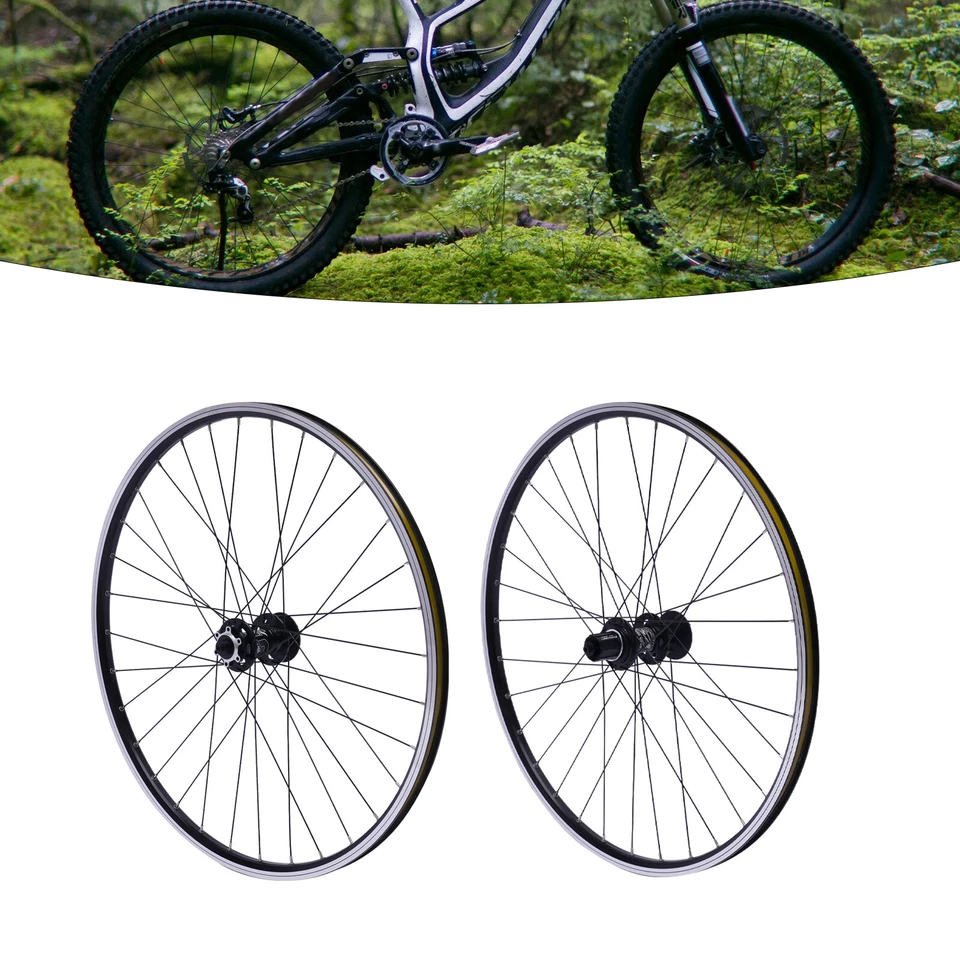 27.5 inch Wheelset Quick Release Disc Brake Mountain Bike Wheels Hub Sets Black - Image 1 of 4