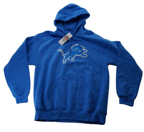 NFL Detriot Lions Hoodie Mens Medium Blue Team Apparel Logo Football Sweatshirt Cover
