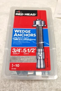 Red Head 3/4 in. x 5-1/2 in. WEDGE ANCHOR 10 COUNT - Picture 1 of 3