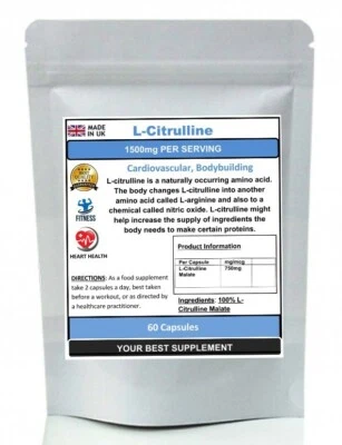 L-Citrulline Capsules 1500mg Cardiovascular Bodybuilding (HIGH STRENGTH)