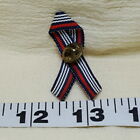 Black Red White Ribbon Star Lapel Pin Tie Tack