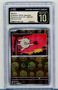 CGC Pristine 10 Mankey 056/165 Reverse Holo 151 Pokemon Card Japanese - Picture 1 of 1