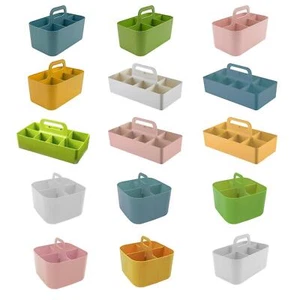 Portable Storage Organizer Tote Stackable Divided Basket Bin with Handle Wall - Picture 1 of 64