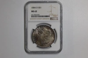 Toned 1884 O MS 63 Morgan Silver Dollar NGC Certified Graded MS63 - Picture 1 of 2