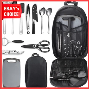 Camping Kitchen Utensil Set Portable Travel BBQ Picnic RV Cooking Essentials - Picture 1 of 12