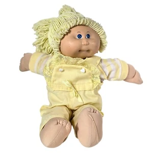 Vintage Cabbage Patch Doll Yellow Hair Blue Eyes Overalls Outfit Coleco 1982 CPK - Picture 1 of 17
