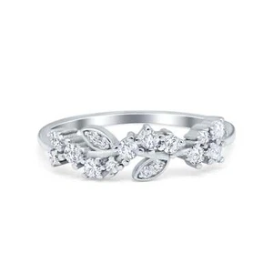 Fashion Leaf Marquise Eternity Wedding Cubic Zirconia Ring 925 Sterling Silver - Bild 1 von 14