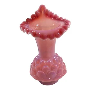 Fenton Jacqueline Tulip Vases Pink Opaline Fish Scale Jack In The Pulpit RARE - Picture 1 of 6