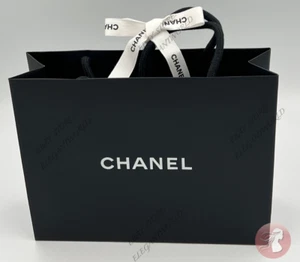NEW Chanel Gift Bag Classic Black  Empty Paper Bag Shopping + Ribbon + Tissues - Picture 1 of 6