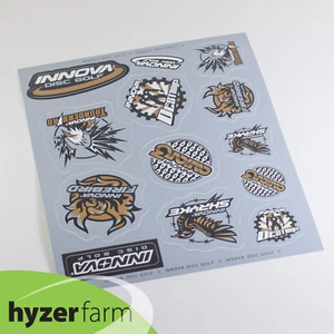 HOJA DE PEGATINAS TROQUELADAS INNOVA IKON Dorada/Gris/Negro/Blanco Hyzer Farm disco de golf - Imagen 1 de 1